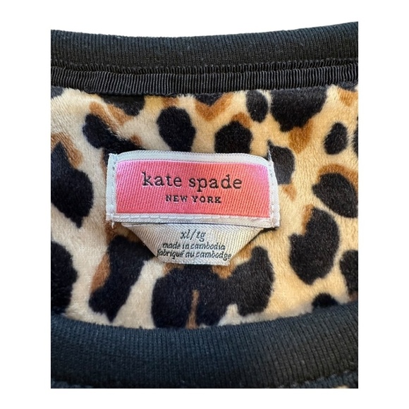 Kate Spade Velour Leopard Print Long Sleeves Lounge Top Women’s Size XL - Picture 8 of 13